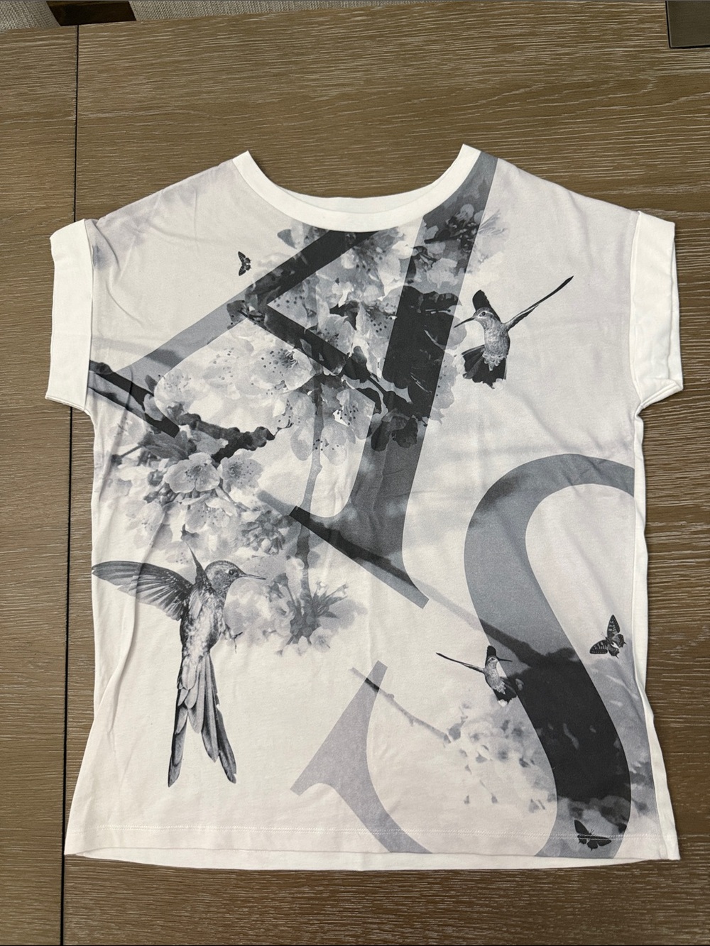 Like new all saints White Graphic Tee with Hummingbird Print M/L - Picture 1 of 5